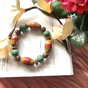 Multi colored ceramic beaded bracelet